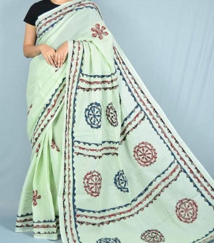 Applique work Saree on Mul Cotton