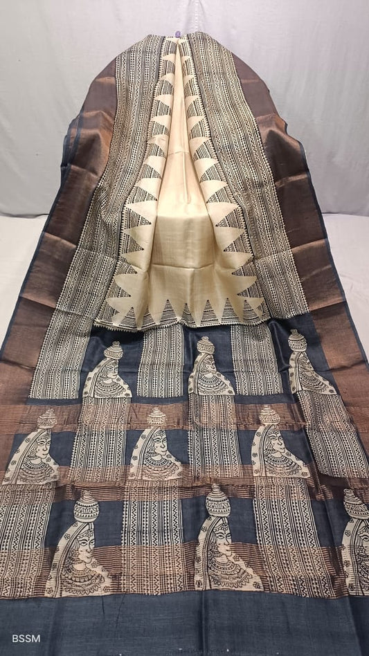 Bengal exclusive Bishnupuri Gachi Tussar Silk Saree