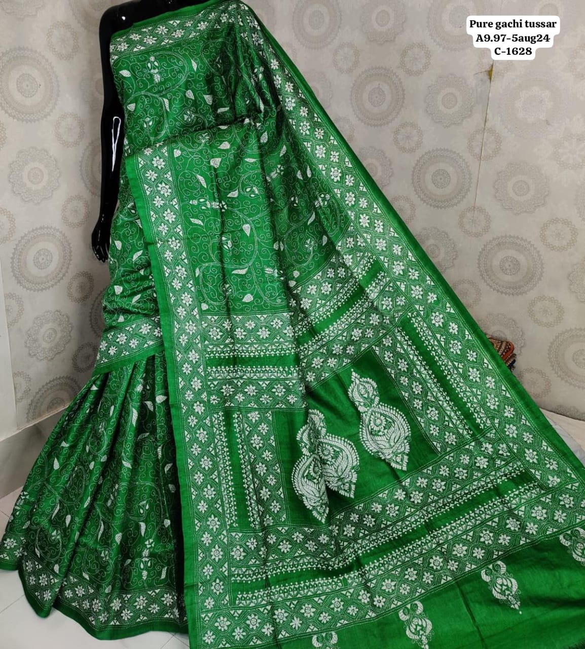 Kantha on Blended Gicha Silk Saree