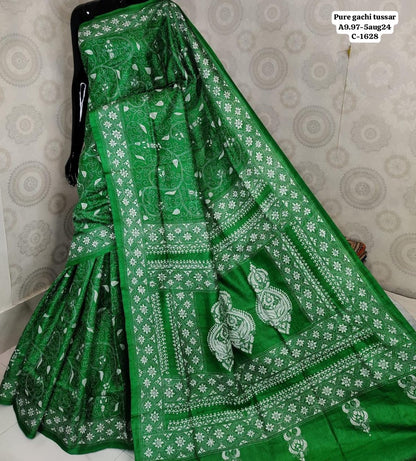 Kantha on Blended Gicha Silk Saree