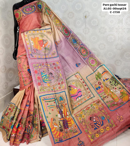 Kantha on Blended Gicha Silk Saree