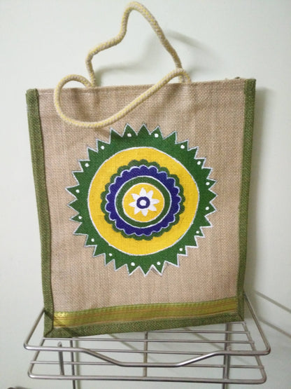 Handpainted Chakra Jute Eco Friendly Bag