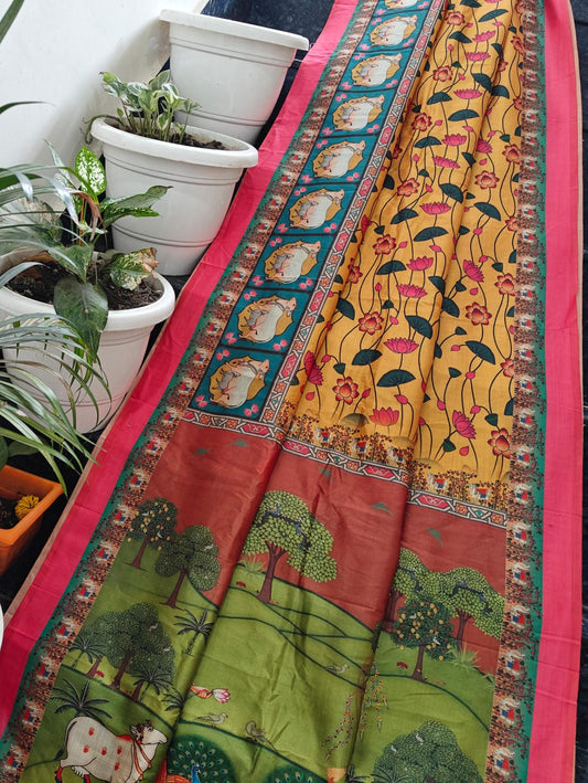 Chanderi Silk Printed Saree By RNR