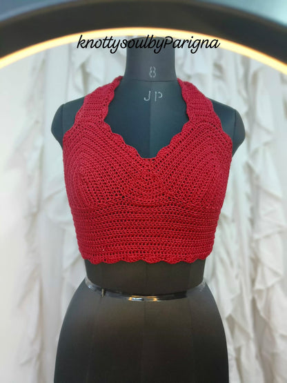 Crochet Halter Neck Top/Blouse