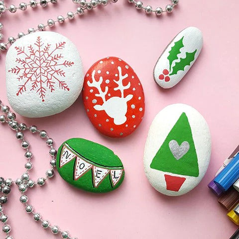 Christmas themed Handpainted Pebbles by RNR