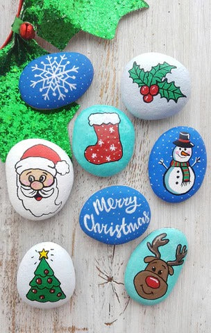 Christmas themed Handpainted Pebbles by RNR