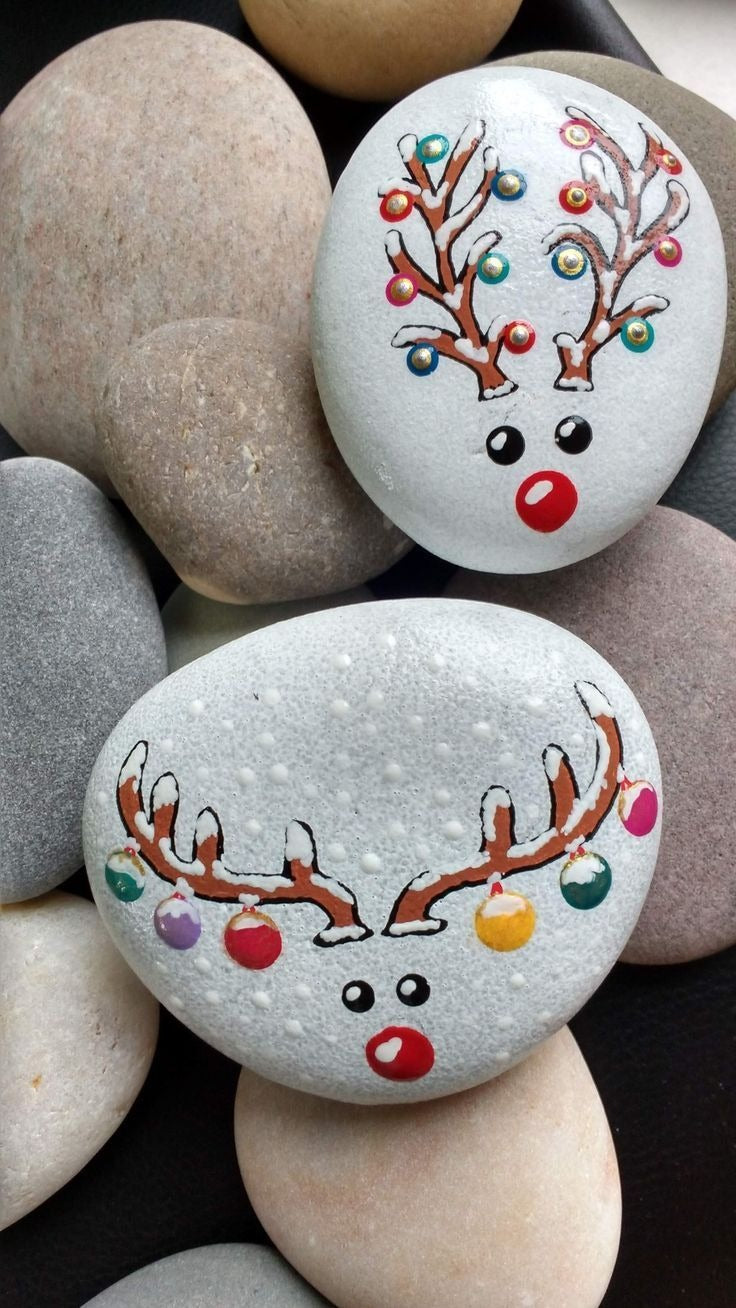 Christmas themed Handpainted Pebbles by RNR