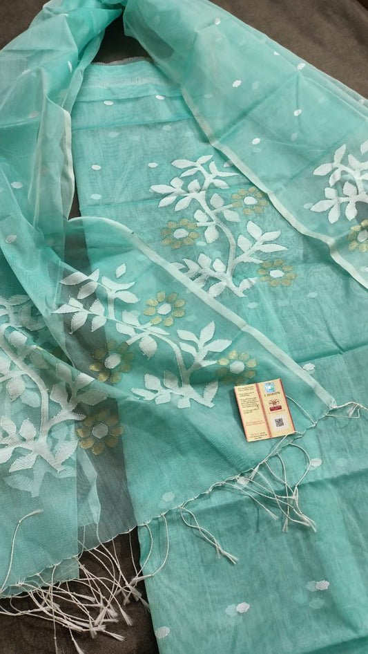 Thread and Needle work Jamdani Muslin Suits