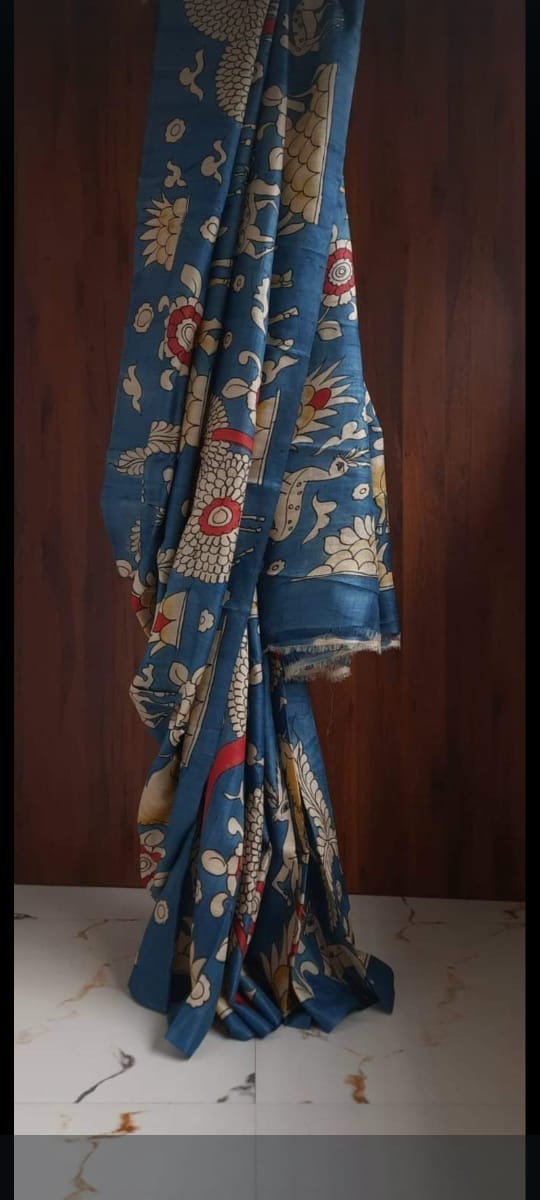 Hand Pen Kalamkari Saree on Bishnupuri Silk