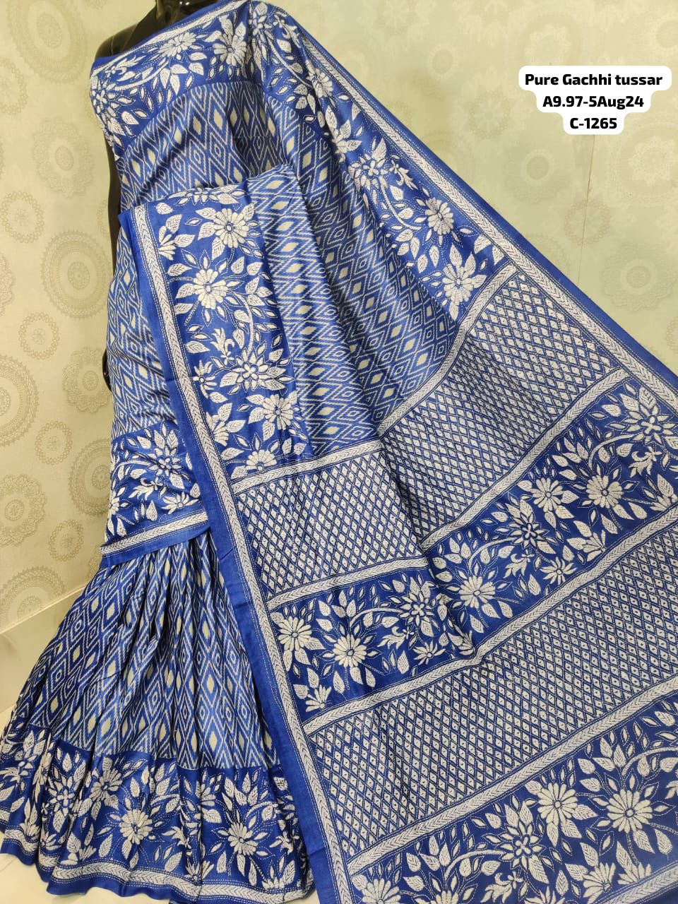 Kantha on Tussar with Gujarati Stitch