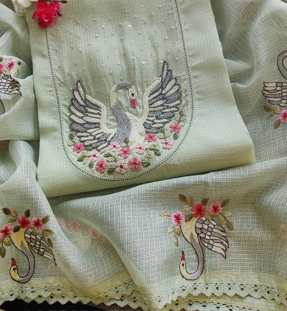 Kota Silk Suit - Swan Design