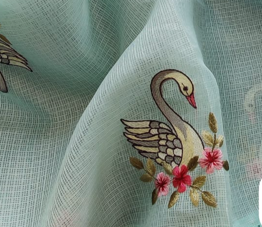 Kota Silk Suit - Swan Design