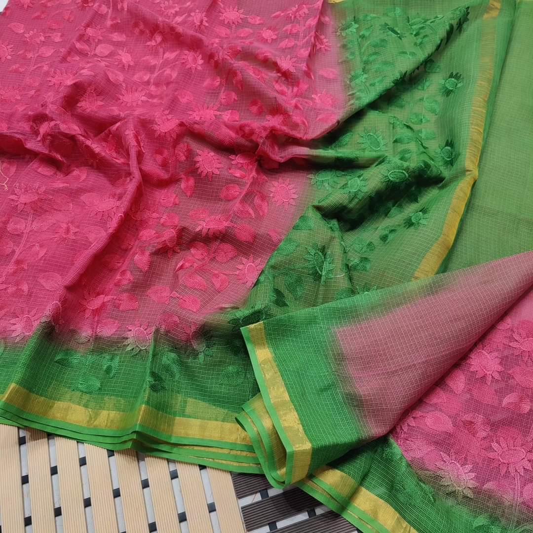 Kota Doriya Saree with embroidery