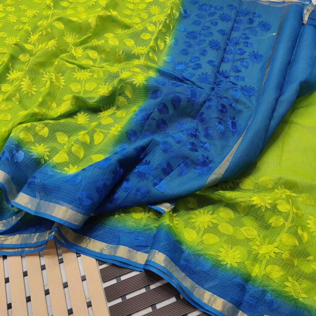 Kota Doriya Saree with embroidery