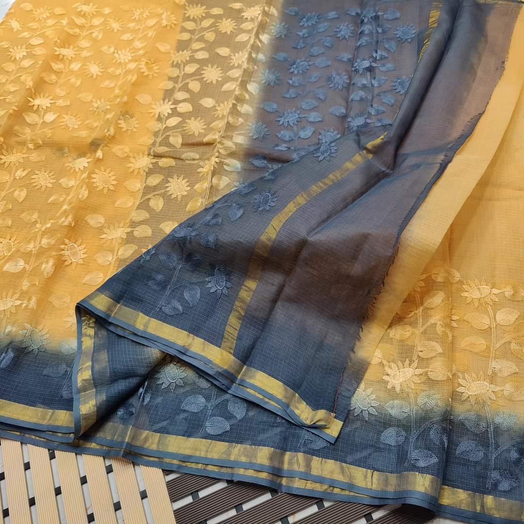 Kota Doriya Saree with embroidery