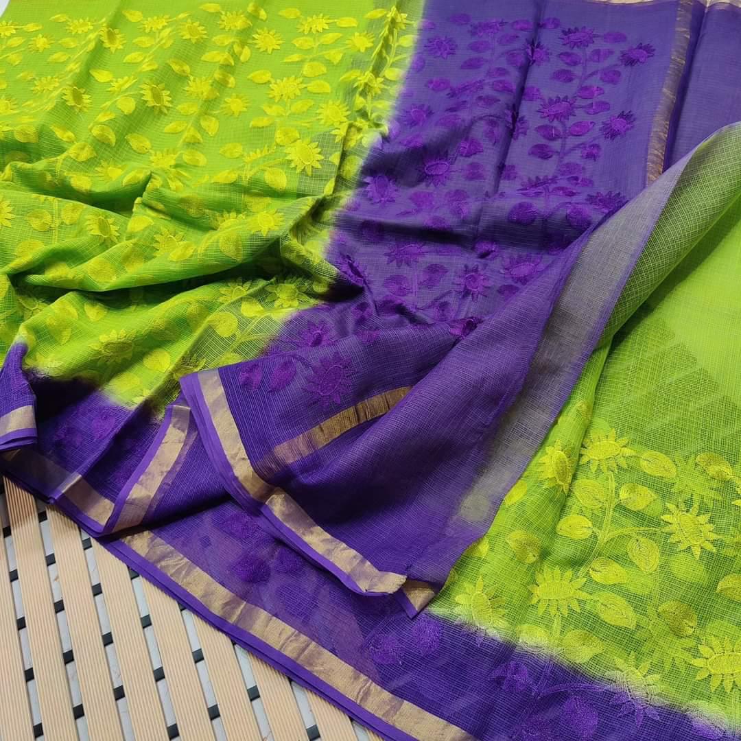 Kota Doriya Saree with embroidery