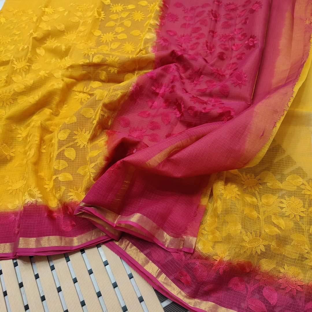 Kota Doriya Saree with embroidery