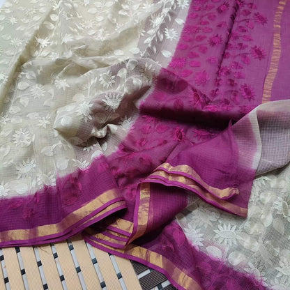 Kota Doriya Saree with embroidery