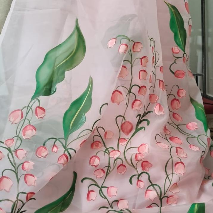 Light Pink Saree with Pink flowers