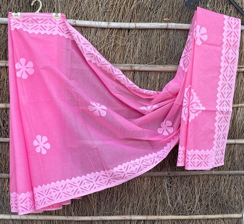 Organdy Cotton Applique Work Sarees