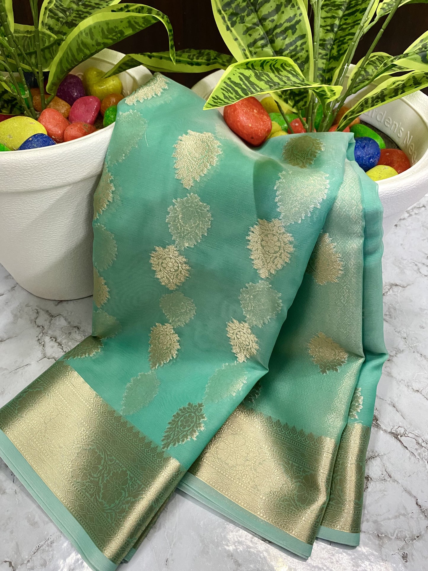 Kora Organza Saree with Banarsi Work