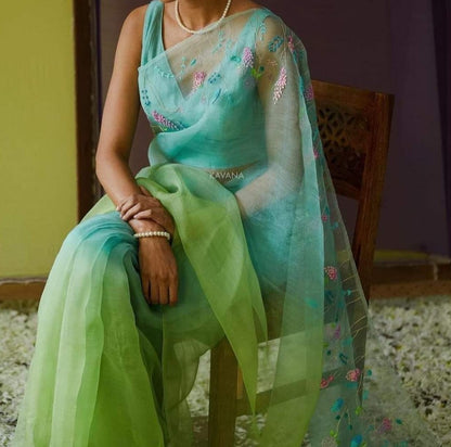 Floral Embroidered Saree | Linen Saree Collection By Rank Never Retires