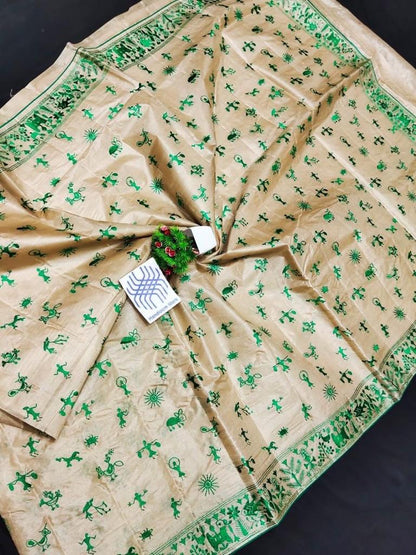 Tribal Print Saree in Munga Silk Saree By Rank Never Retire