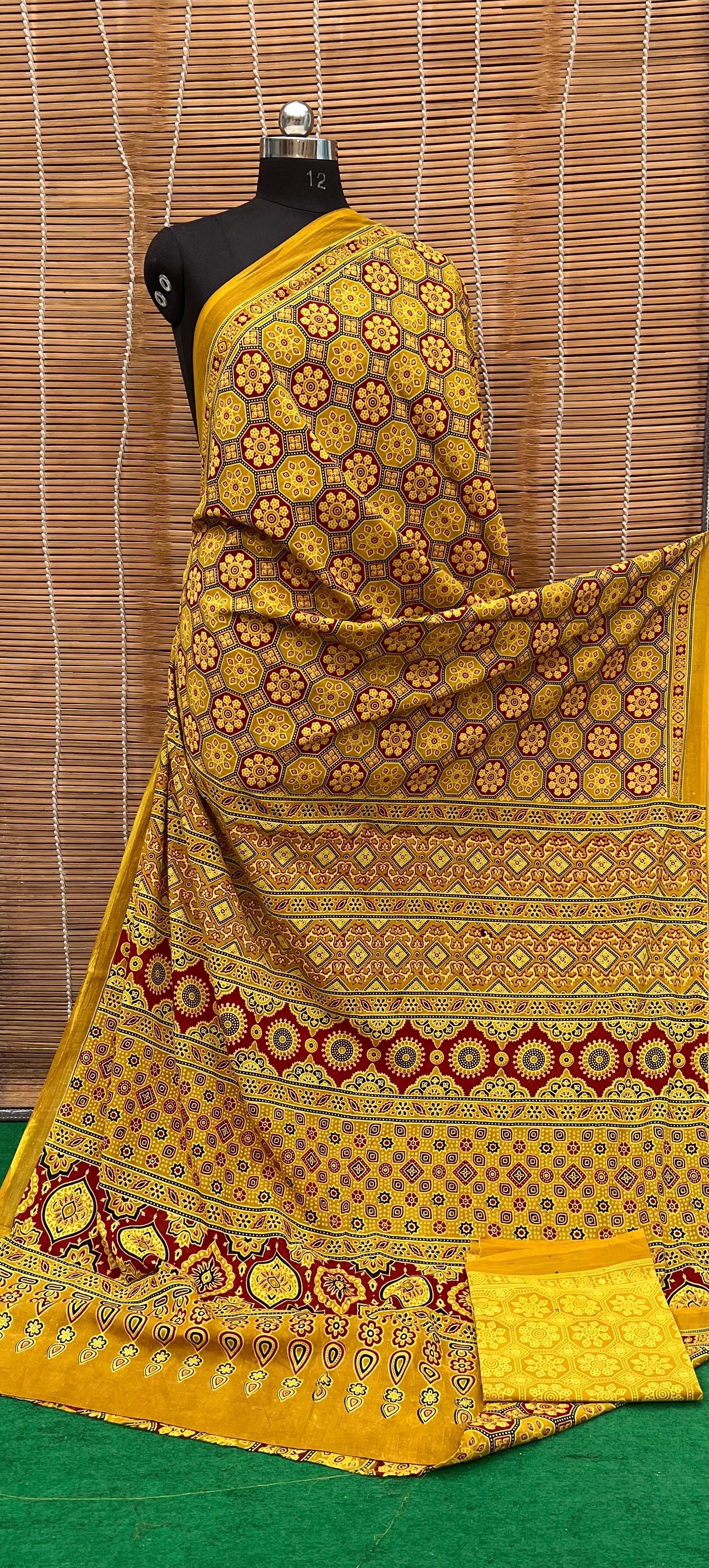 Pure Mul Cotton Ajrakh Print Saree by RNR