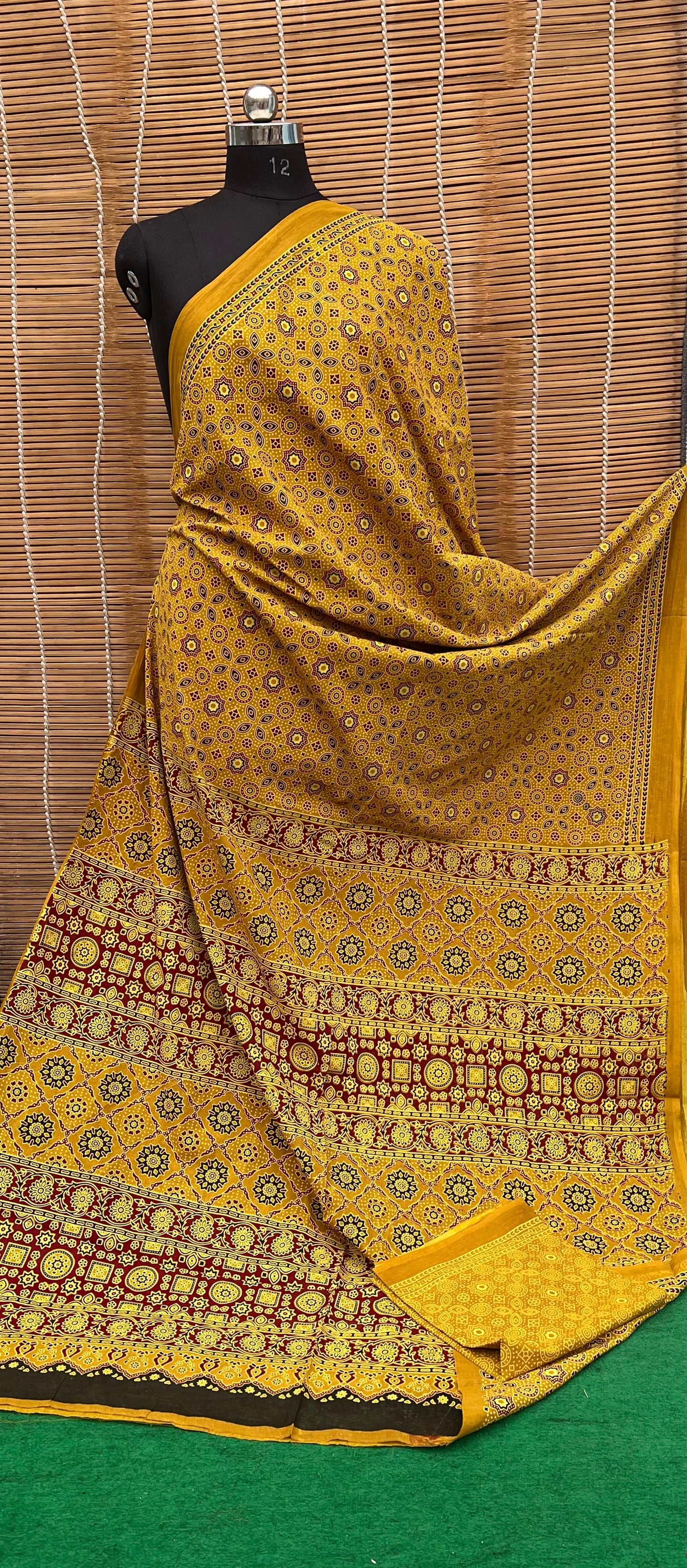 Pure Mul Cotton Ajrakh Print Saree by RNR