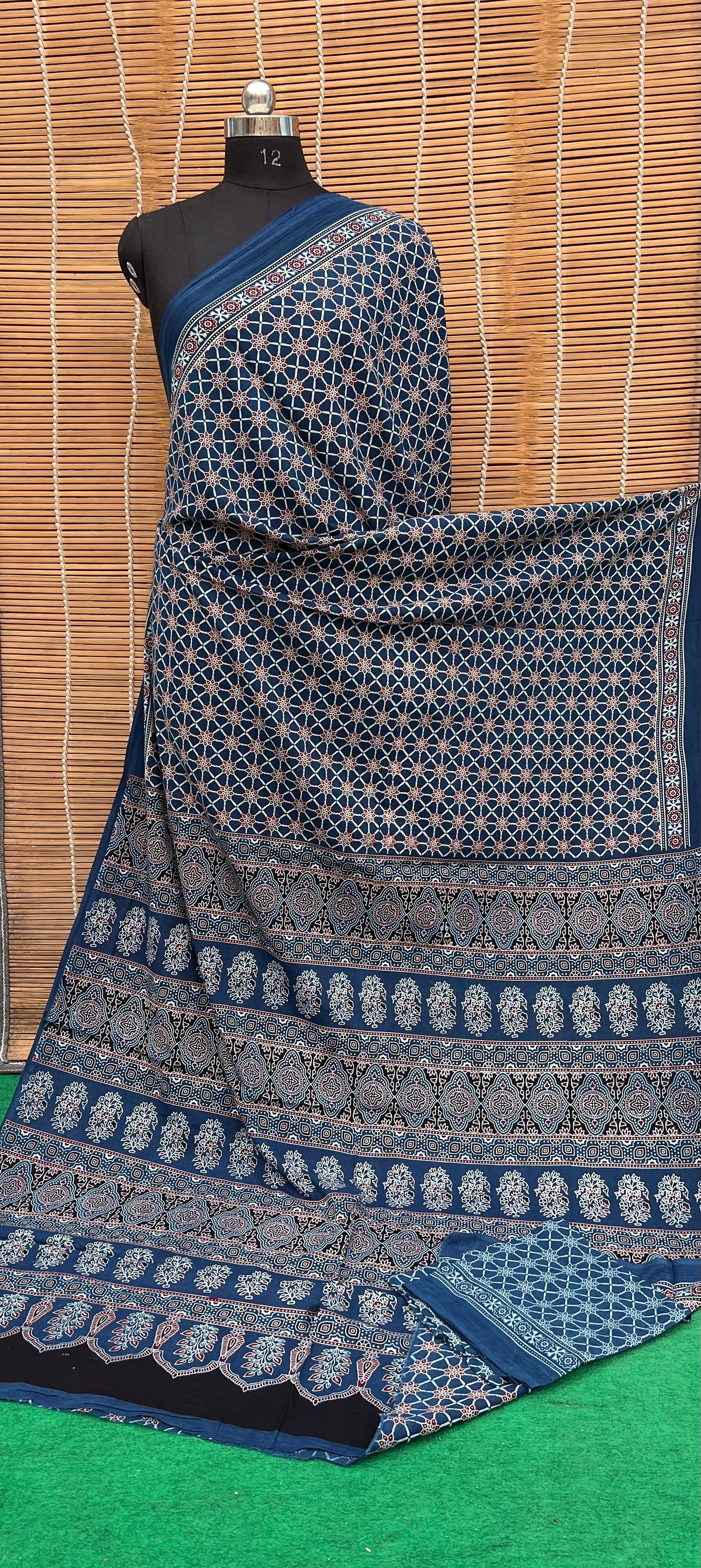 Pure Mul Cotton Ajrakh Print Saree by RNR