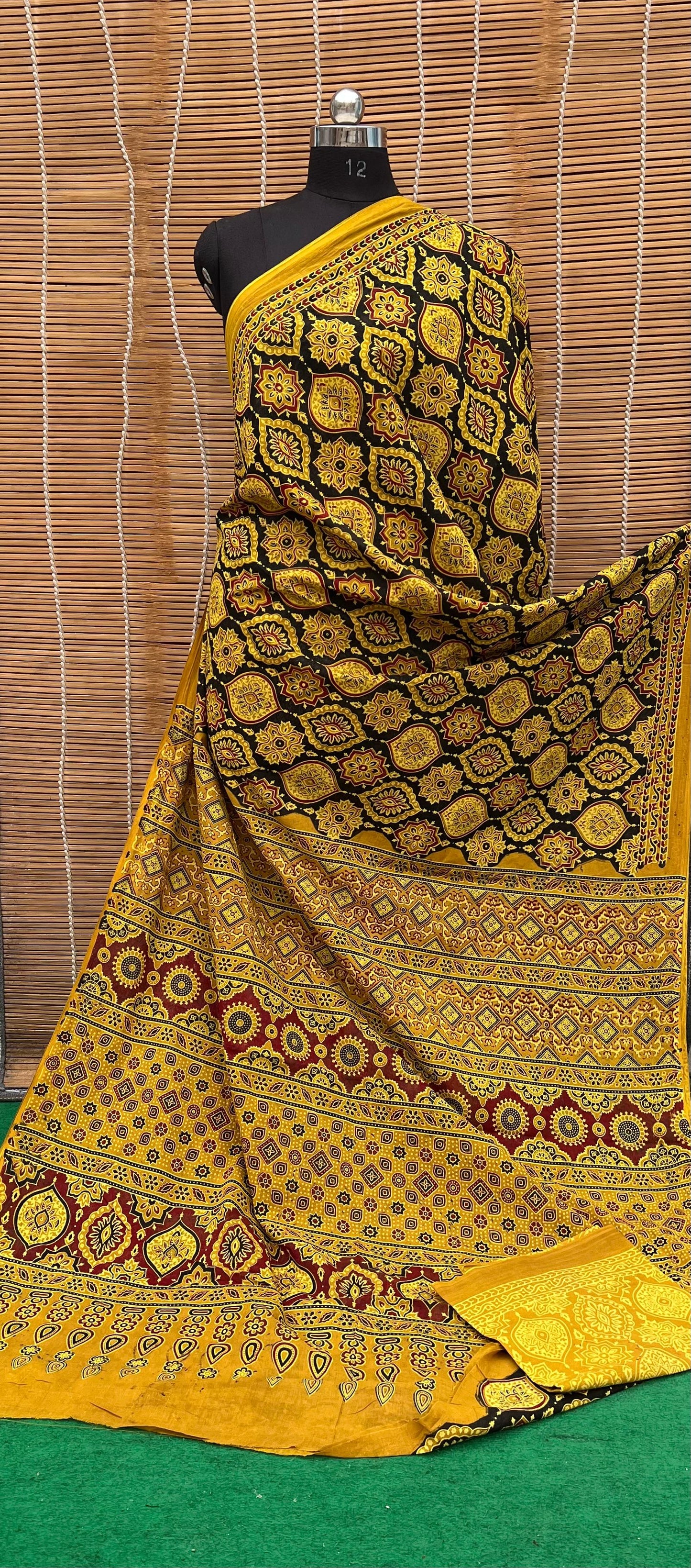 Pure Mul Cotton Ajrakh Print Saree by RNR