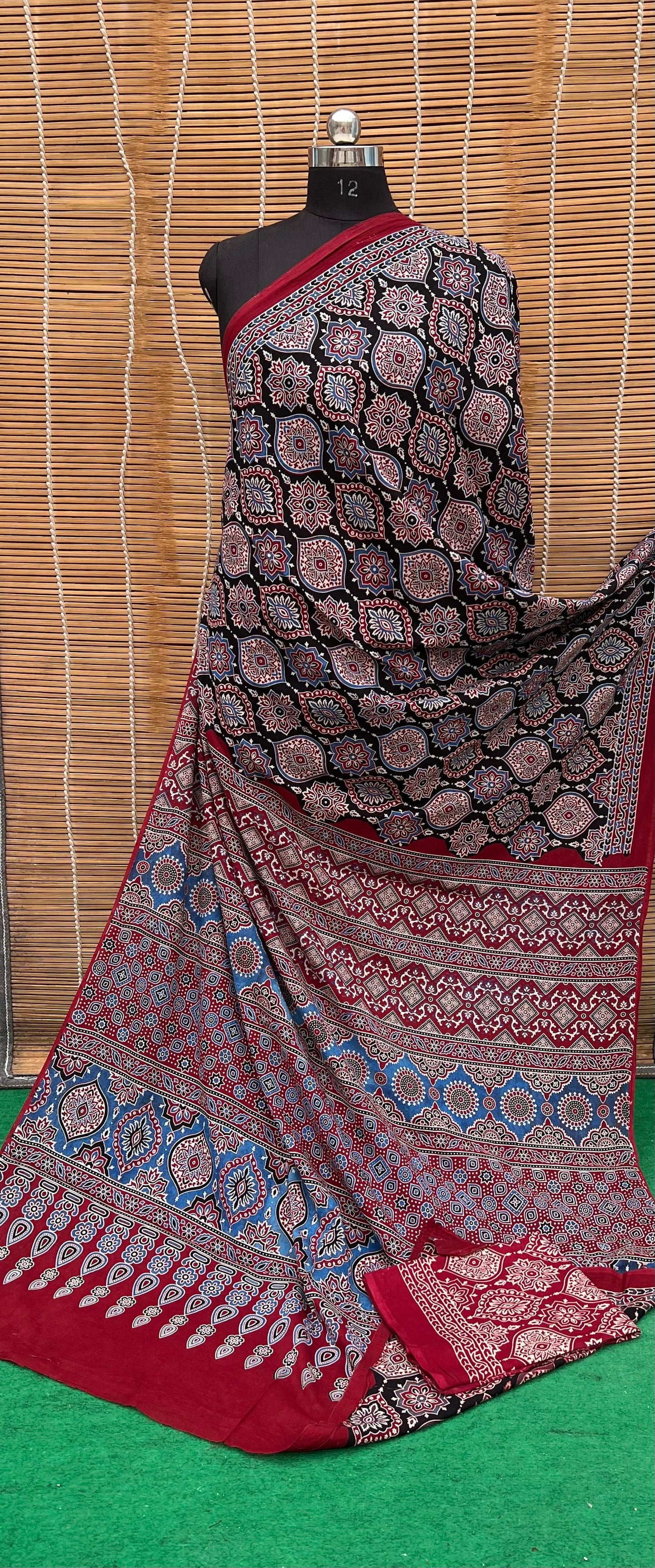 Pure Mul Cotton Ajrakh Print Saree by RNR