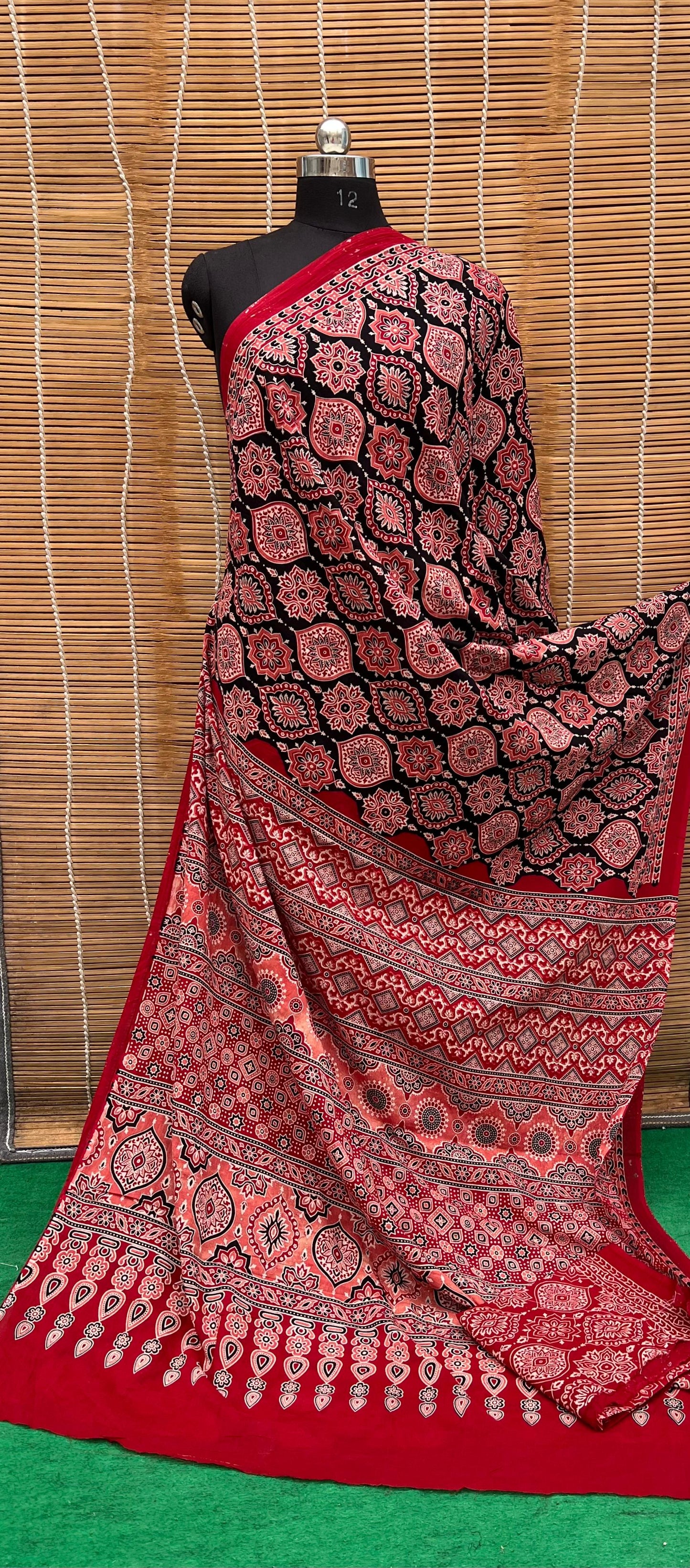 Pure Mul Cotton Ajrakh Print Saree by RNR