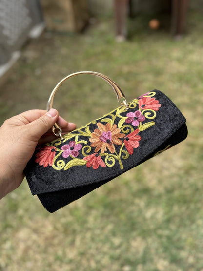 Kashmiri embroidered Mini Clutches with single handle