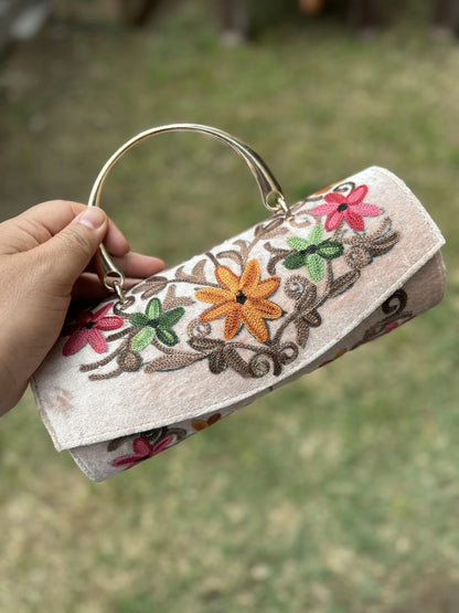 Kashmiri embroidered Mini Clutches with single handle