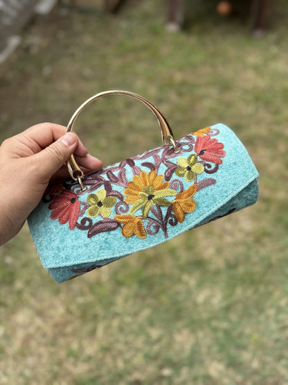 Kashmiri embroidered Mini Clutches with single handle