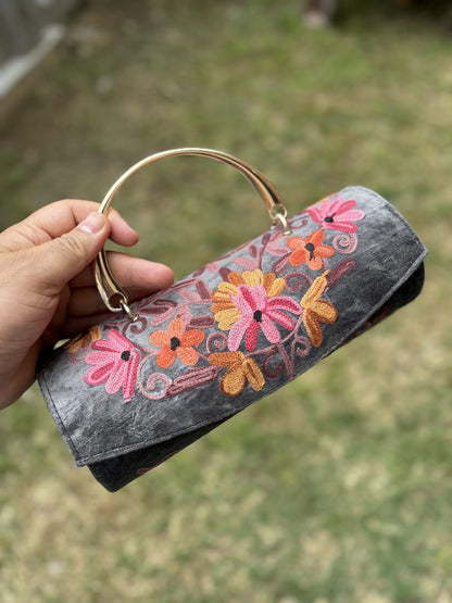 Kashmiri embroidered Mini Clutches with single handle