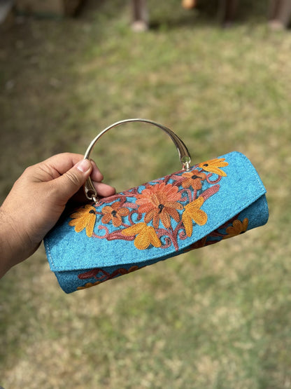 Kashmiri embroidered Mini Clutches with single handle