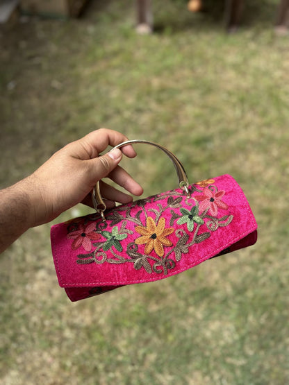 Kashmiri embroidered Mini Clutches with single handle