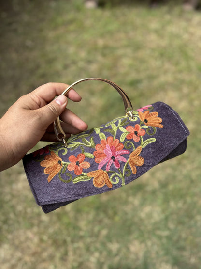 Kashmiri embroidered Mini Clutches with single handle