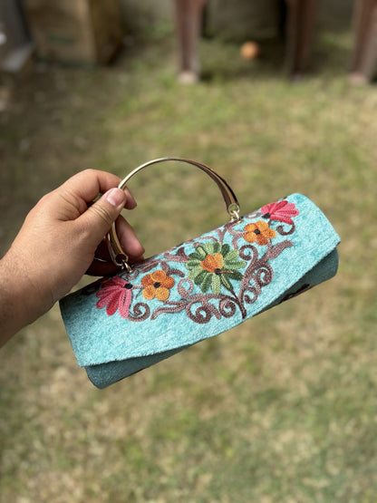 Kashmiri embroidered Mini Clutches with single handle