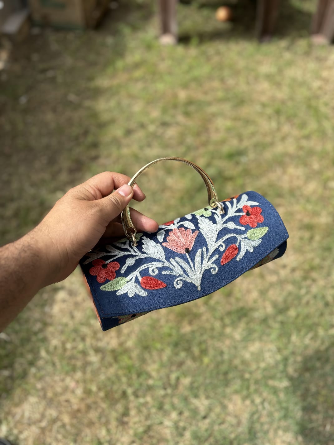 Kashmiri embroidered Mini Clutches with single handle