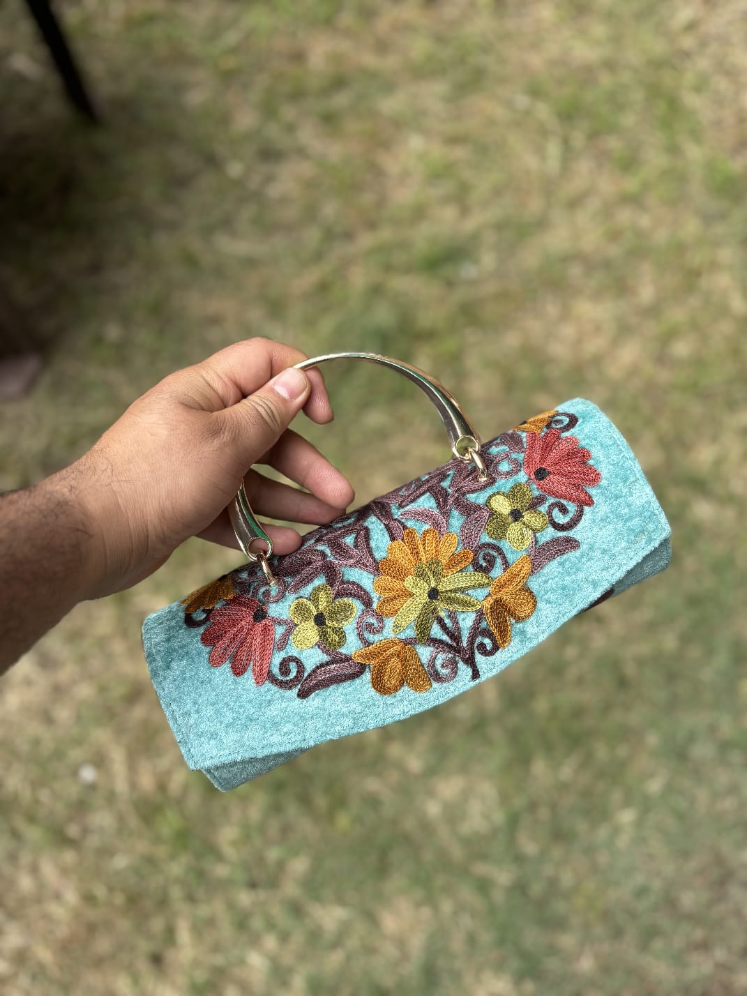 Kashmiri embroidered Mini Clutches with single handle