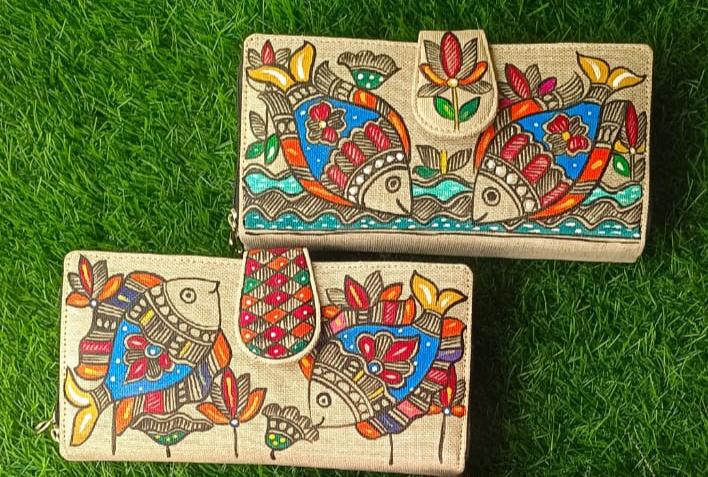 Jute Madhubani Painted Clutch