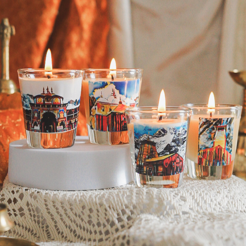 Embark on a Fragrant Pilgrimage: Char Dham Candle Set (Pack of 4) by Rank Never Retire