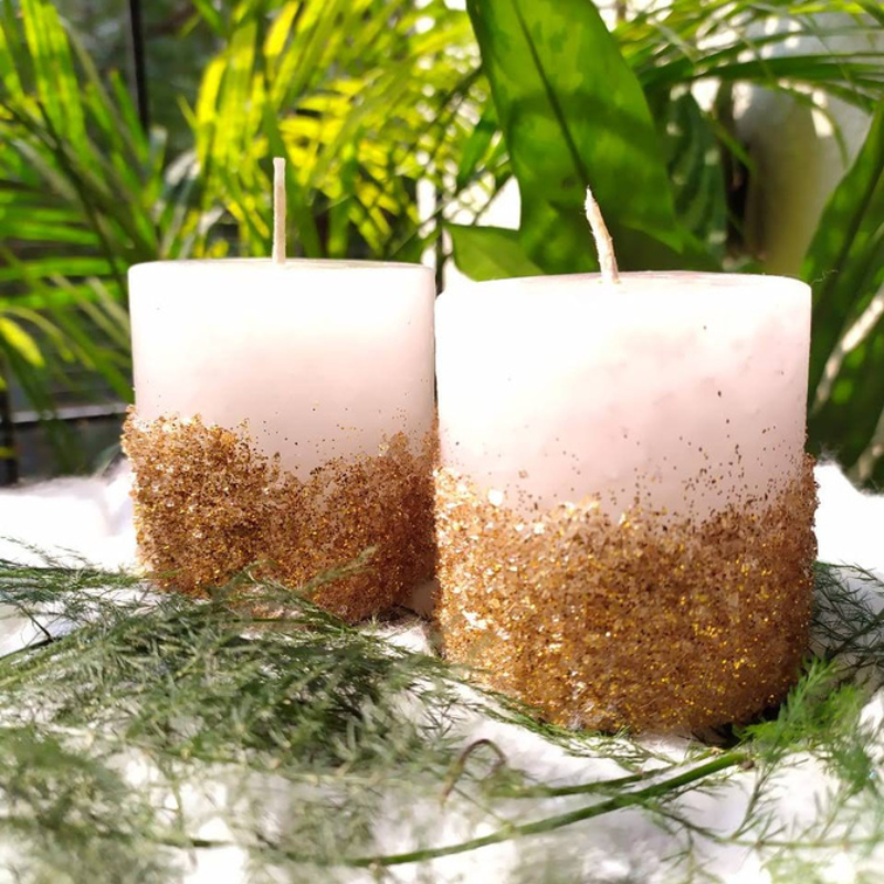 Glitter Candle Pair By Rank Every Retire