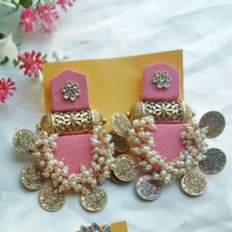 Multi Coloured Earrings - Pink