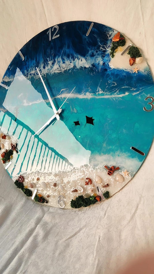 This Ocean Life Resin Wall Clock brings the serenity of the ocean into your home. Handcrafted with high-quality resin, the intricate design showcases the beauty of m