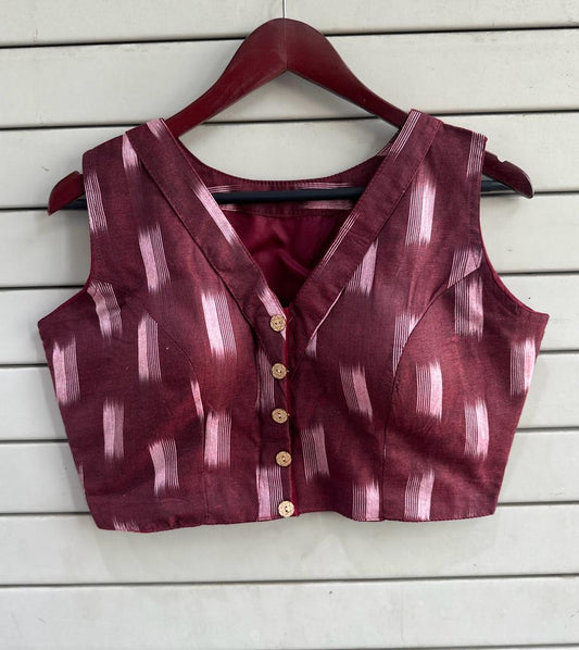Stylish Ikkat Blouses - Maroon and Pink