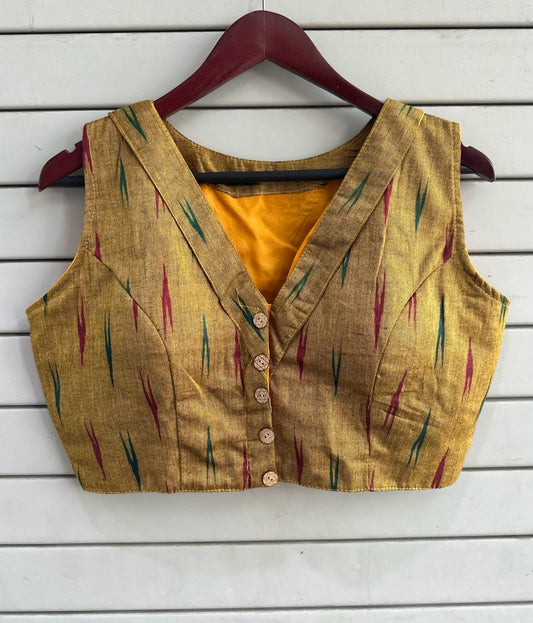 Stylish Ikkat Blouses - Mustard and Red/Green